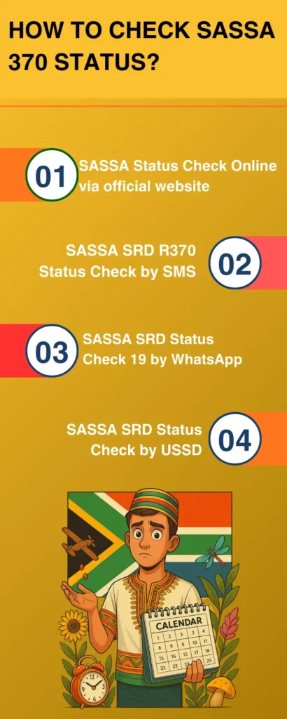 SASSA Status Check – SRD R370 May Payment Dates 2026: 2 Blue and White Illustrative 6 Steps Sale Process Infographic 1 1